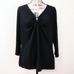 Soft Surroundings Top Stretch Black Rhinestones